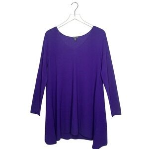 Eileen Fisher System Purple Italian Wool Lightweight Sweater Size L Lagenlook